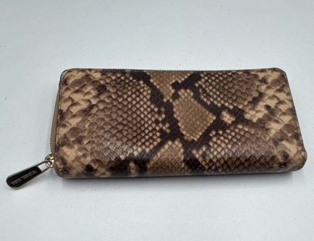 Michael Kors Python Print Leather Zip Around Wallet